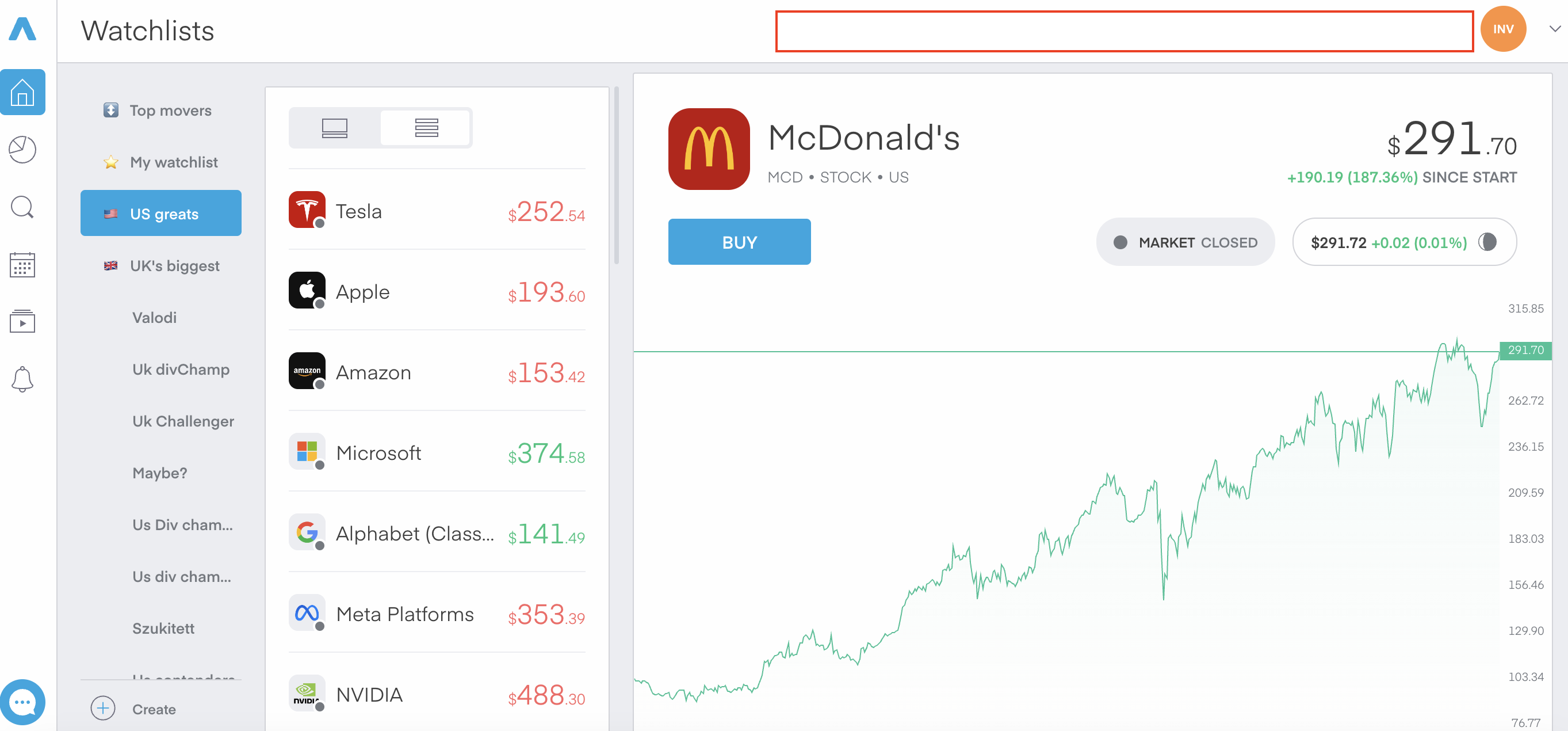 trading 212 watchlists
